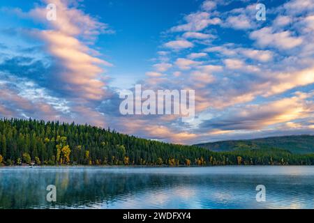 Sunset at Lake McDonald, Apgar village, West Glacier, Glacier National Park, Montana, USA. Stock Photo