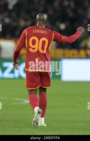 Stadio Olimpico, Rome, Italy. 20th Jan, 2024. Serie A Football; Roma versus Hellas Verona; Romelu Lukaku of AS Roma celebrates after scoring the goal for 1-0 in the 19th minute Credit: Action Plus Sports/Alamy Live News Stock Photo