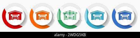 Car wash, auto cleaning service vector icon set, flat icons for logo design, webdesign and mobile applications, colorful round buttons Stock Vector