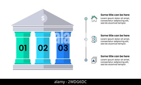 Infographic template with icons and 3 options or steps. Saving concept. Can be used for workflow layout, diagram, banner, webdesign. Vector illustrati Stock Vector