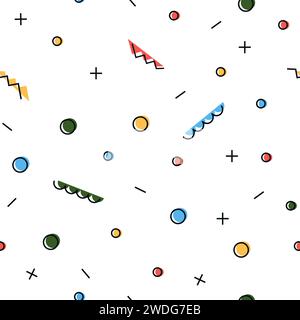 Abstract geometric seamless pattern. Abstract pop art color background. Vector geometric design of trendy Memphis or cubism 80s-90s style. Vector illu Stock Vector