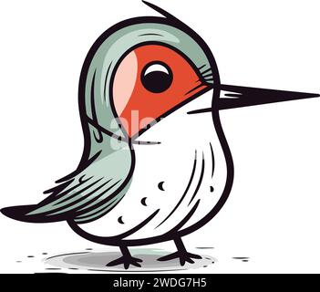 Hand drawn vector illustration of a cute cartoon red bellied woodpecker Stock Vector