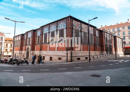 Salamanca, Spain-FEB 20, 2022: Exterior view of the Central Market, Mercado Central de Abastos de Salamanca Stock Photo