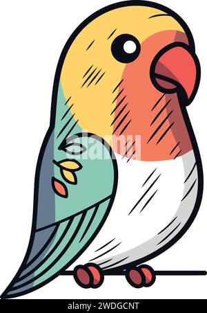 Cute parrot bird cartoon icon vector isolated on white background. Stock Vector