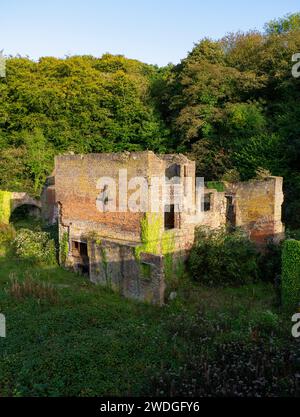 Old abandoned mill and battery works ruins, Greenfield Valley, Holywell, Flintshire, Wales Stock Photo