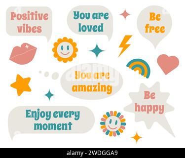 Set of speech bubbles with motivational quotes on a white background. Vector. Stock Vector