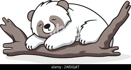 Panda sleeping on the tree. Cute cartoon vector illustration. Stock Vector