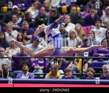 Baton Rouge, LA, USA. 19th Jan, 2024. Kentucky's Raena Worley competes on the floor exercise during the NCAA woman's gymnastics meet between the Kentucky Wildcats and the LSU Tigers at the Pete Maravich Assembly Center in Baton Rouge, LA. Kyle Okita/CSM (Credit Image: © Kyle Okita/Cal Sport Media). Credit: csm/Alamy Live News Stock Photo