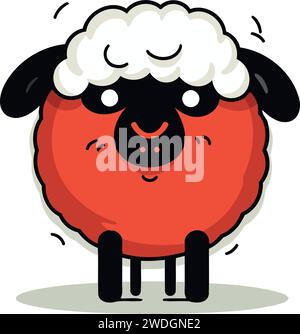 Cute Sheep Cartoon Mascot Character. Vector Illustration. Stock Vector