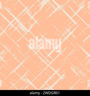 Abstract geometric modern seamless pattern. Hand drawn texture in Peach Fuzz color of 2024 year. Trendy illustration background. Print for poster, ban Stock Photo
