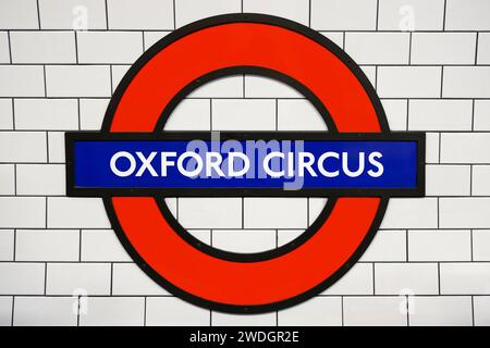 Oxford Circus Underground Station Sign. London, United Kingdom Stock Photo