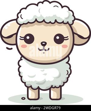 Sheep cartoon character. Cute animal vector illustration in flat style Stock Vector