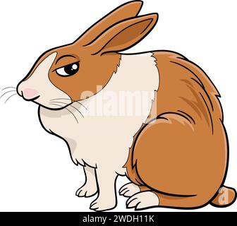 Cartoon illustration of funny sitting miniature rabbit comic animal character Stock Vector
