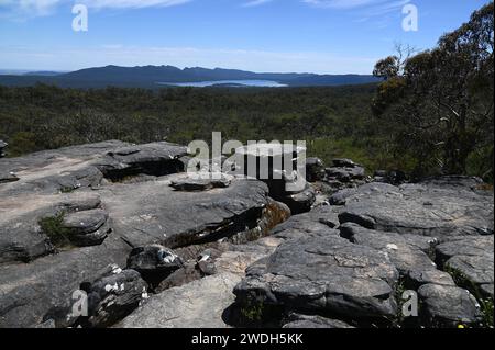 Rock formations beside The Balconies trail in the Grampians National Park Stock Photo