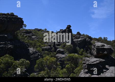 Rock formations on the trail to The Pinnacle lookout in the Grampians National Park, Australia Stock Photo