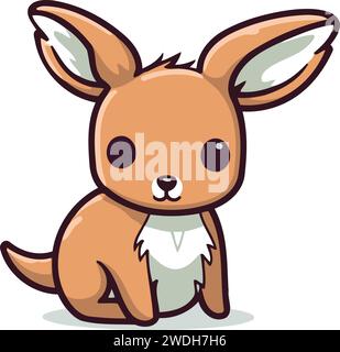 Cute kangaroo cartoon vector illustration. Cute kangaroo character. Stock Vector