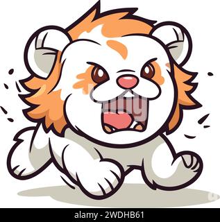 Lion Crying Cartoon Mascot Character Vector Illustration. Stock Vector