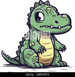 Cute cartoon crocodile isolated on white background. Vector illustration. Stock Vector
