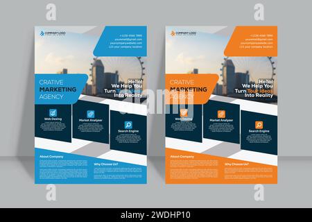 Corporate business flyer template  in A4. 2 Color ways included.Can be adapt to Brochure, Annual Report, Magazine,Poster, Corporate Presentation, Stock Vector
