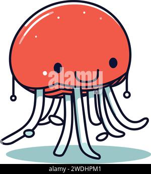 Cute jellyfish cartoon vector illustration. Colorful jellyfish character. Stock Vector