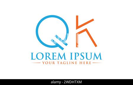 QK Letter Logo Design. Unique and Professional QK KQ Logo Design. Stock Vector