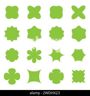 Set of abstract geometric shapes. Abstract stars and flowers shapes Stock Vector