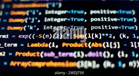 SEO optimization. Modern tech. PHP syntax highlighted. Writing programming functions on laptop. Big data and Internet of things trend. Stock Photo
