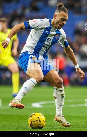 Barcelona, Spain. 20th Jan, 2024. Martin Braithwaite (22) of Espanyol seen during the LaLiga 2 match between Espanyol v Villarreal B at the Stage Front Stadium in Barcelona. (Photo Credit: Gonzales Photo/Alamy Live News Stock Photo