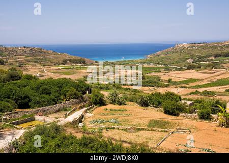 Panorama to Ramla beach on the island of Gozo in Malta Stock Photo