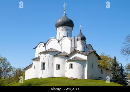 Medieval Church of Basil the Great on a Hill on a sunny May day. Pskov, Russia Stock Photo