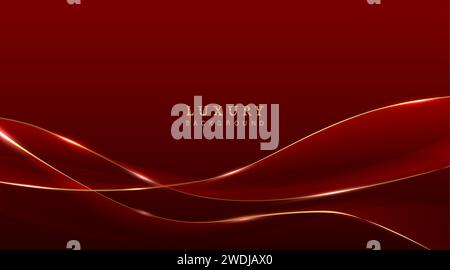 Red luxury backgrund with gold lines. Stock Vector