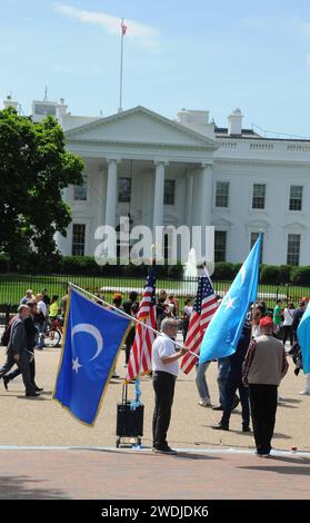 WASHINGTON D C/District of Columbia/USA./Turishtani -American stand in white house pennsylvania anvue in DC in portest against China occupation of east turkistan and china s 21st century mass genocide in occuied east Turlistan. 10 .May. 2019/ Photo..Francis Dean / Deanpictures. Stock Photo