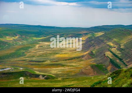 Beautiful rugged landscapes as seen from David Gareja Monastery, Georgia, Caucasus, Europe Stock Photo