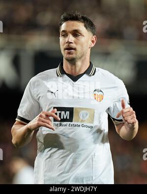 Valencia, Spain. 21st Jan, 2024. Roman Yaremchuk of Valencia CF during the La Liga match between Valencia CF and Athletic Club played at Mestalla Stadium on January 21, 2024 in Valencia Spain. (Photo by Jose Torres/PRESSINPHOTO) Credit: PRESSINPHOTO SPORTS AGENCY/Alamy Live News Stock Photo