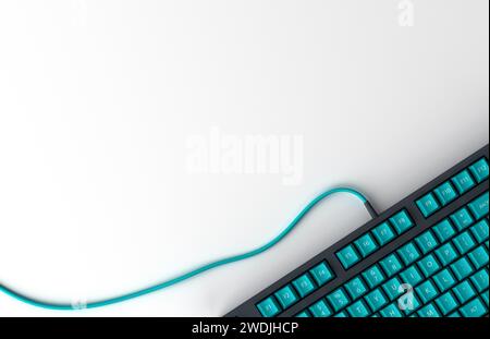 Top view of a mechanical keyboard on desk with copy space Stock Photo
