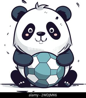 Cute cartoon panda with a soccer ball. Vector illustration. Stock Vector