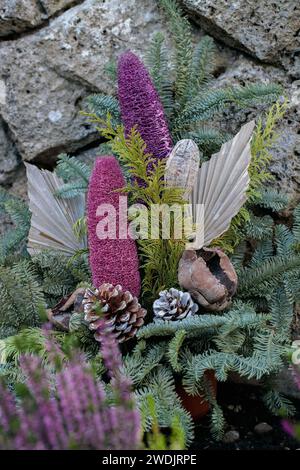 Typical grave decoration in Germany. Stock Photo