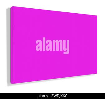 Magenta Canvas Wraps template for presentation layouts and design. 3D rendering. Digitally Generated Image. Isolated on white background. Stock Photo