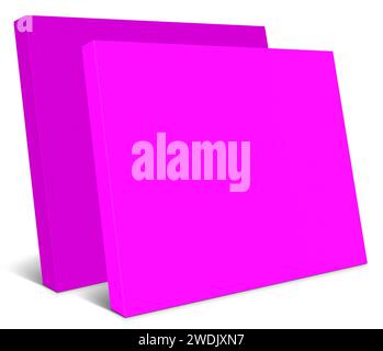 Magenta Canvas Wraps template for presentation layouts and design. 3D rendering. Digitally Generated Image. Isolated on white background. Stock Photo