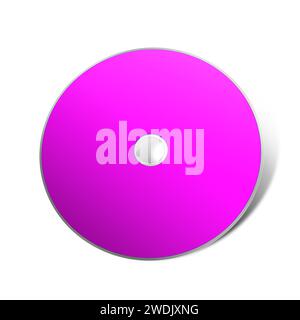 CD or DVD blank template magenta for presentation layouts and design. 3D rendering. Digitally Generated Image. Isolated on white background. Stock Photo