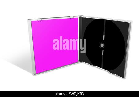 CD or DVD blank template magenta for presentation layouts and design. 3D rendering. Digitally Generated Image. Isolated on white background. Stock Photo