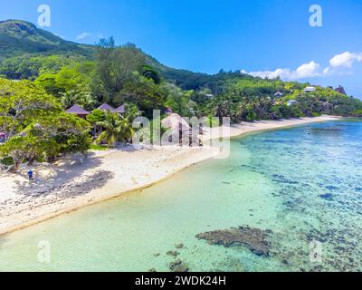 Aerial view of Anse Forbans shore in Mahe island, Seychelles Stock Photo