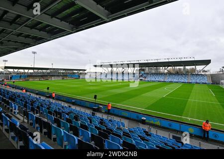 Manchester, UK. 21st Jan, 2024. A general view of the Joie Stadium ahead of the match, during the The FA Women's Super League match Manchester City Women vs Liverpool Women at Joie Stadium, Manchester, United Kingdom, 21st January 2024 (Photo by Cody Froggatt/News Images) in Manchester, United Kingdom on 1/21/2024. (Photo by Cody Froggatt/News Images/Sipa USA) Credit: Sipa USA/Alamy Live News Stock Photo