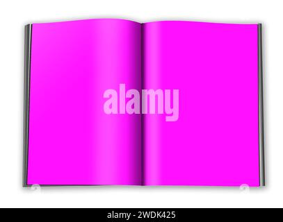 Magenta magazine blank template  for presentation layouts and design. 3D rendering. Digitally Generated Image. Isolated on white background. Stock Photo