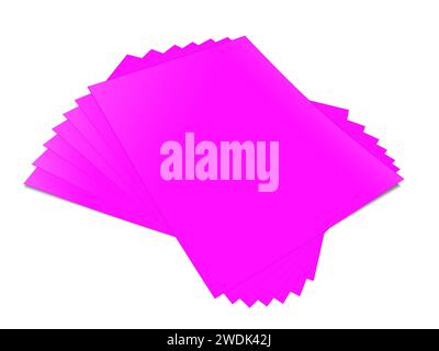 Magenta Reports blank template for presentation layouts and design. 3D rendering. Digitally Generated Image. Isolated on white background. Stock Photo