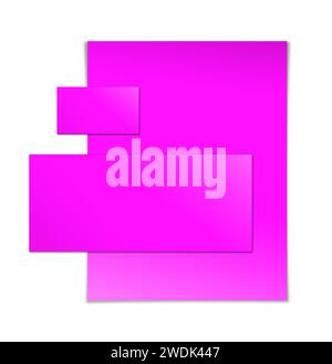 Magenta promotional paper blank template for presentation layouts and design. 3D rendering. Digitally Generated Image. Isolated on white background. Stock Photo