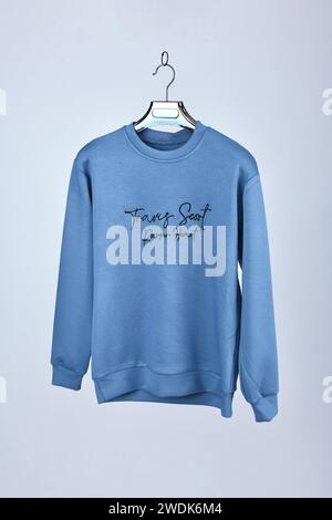 Light Blue Full Sleeve T-Shirt Template and Mockups Stock Photo