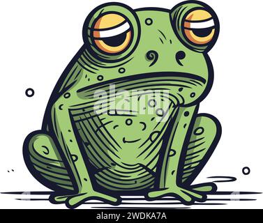 Frog Cartoon Icon. Vector Illustration Of A Green Tree Frog Stock 