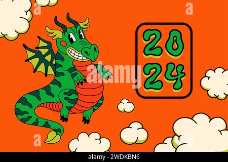 Chinese dragon, 2024 year lunar symbol Stock Vector