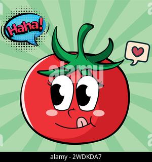 cute tomato pop art style vector image Stock Vector